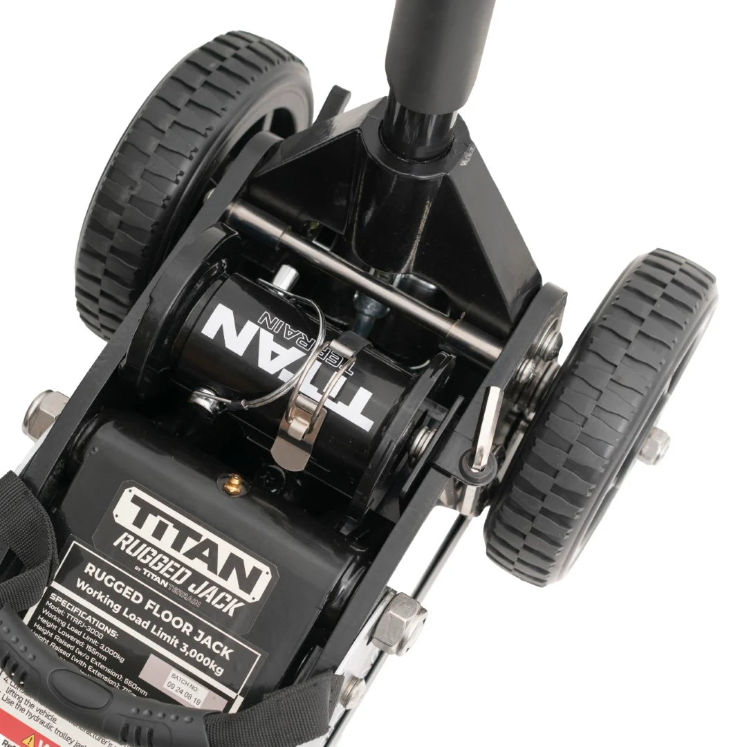 3 TONNE RUGGED FLOOR JACK - HI LIFT HYDRAULIC TROLLEY JACK