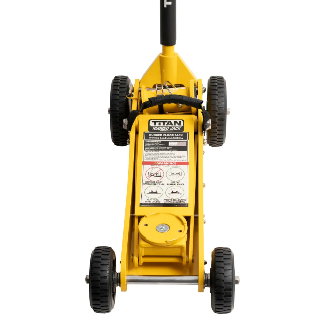3 TONNE RUGGED FLOOR JACK - HI-VIS YELLOW EDITION